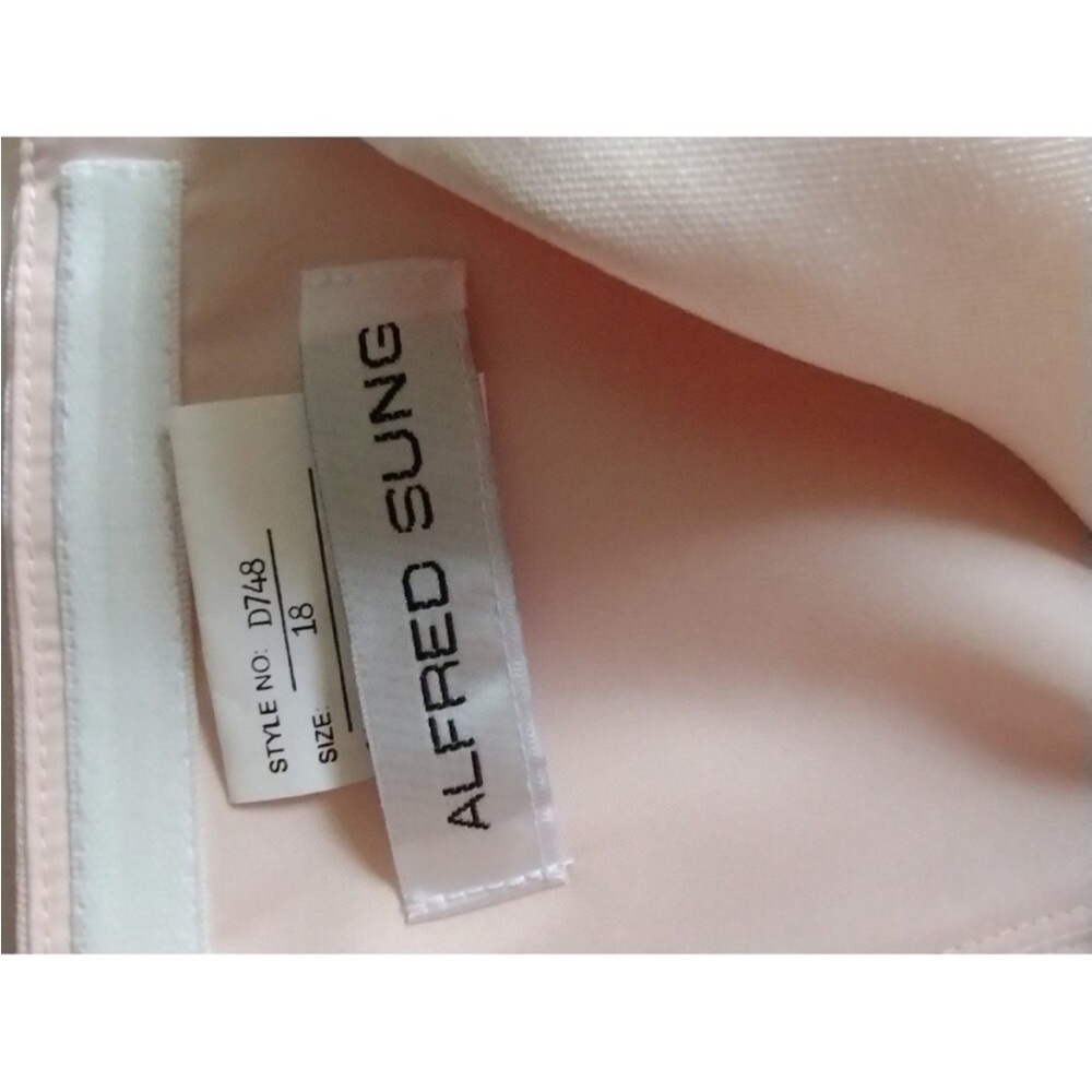 Alfred Sung Style D748 Size 18 Blush Strapless Lined Satin Zip Back Pockets - Picture 6 of 11